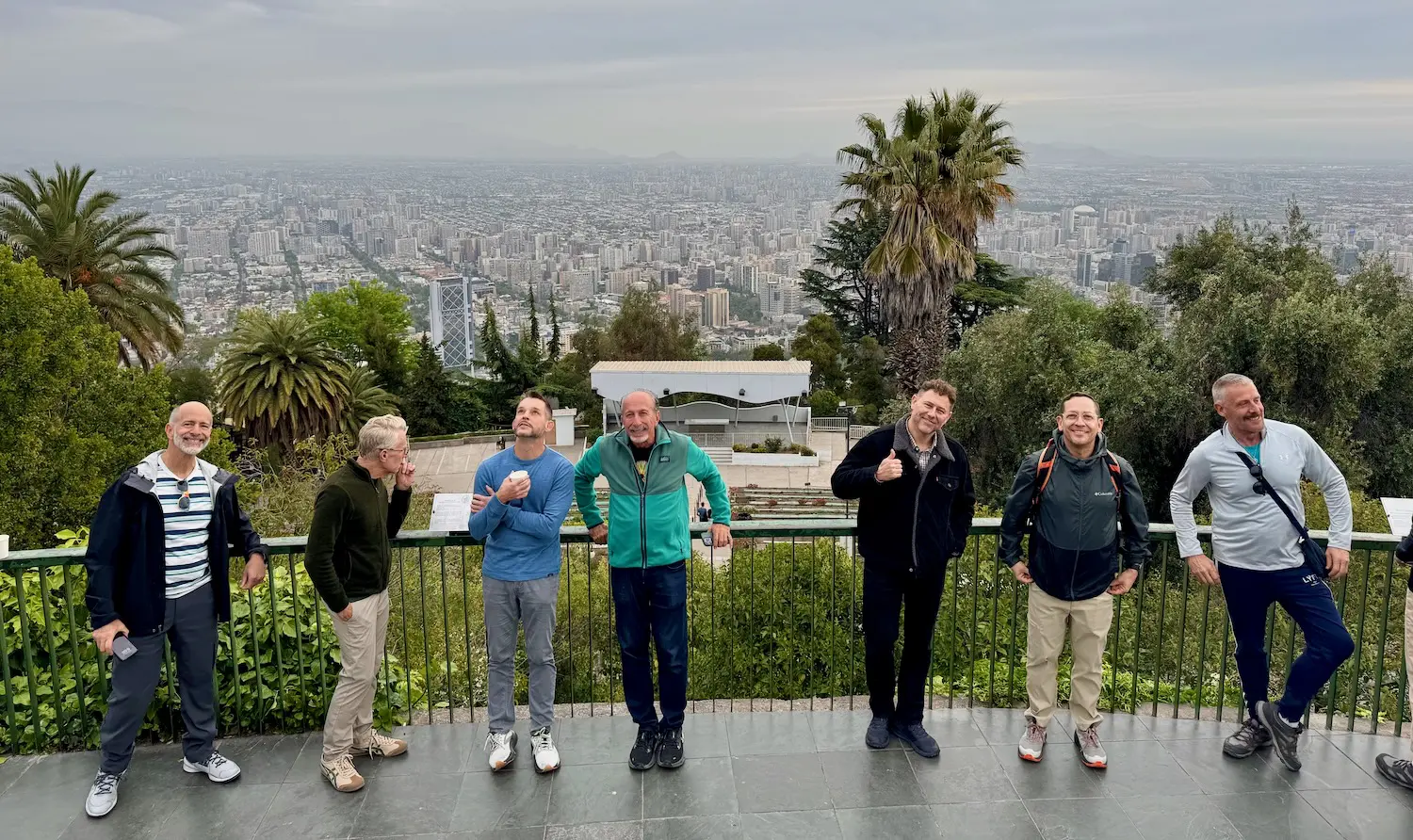 Out Adventures LGBT travel group with Santiago Chile in the backgorund.