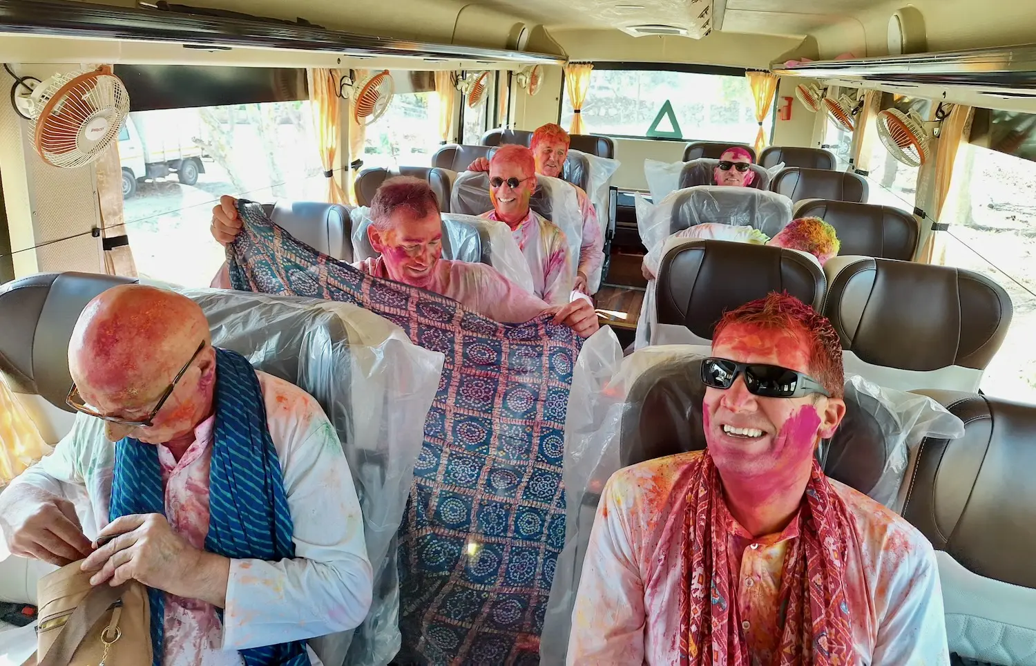 Passenger Princesses on a bus at Holi Festival