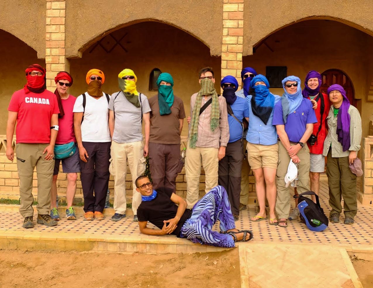 Men in rainbow turbans