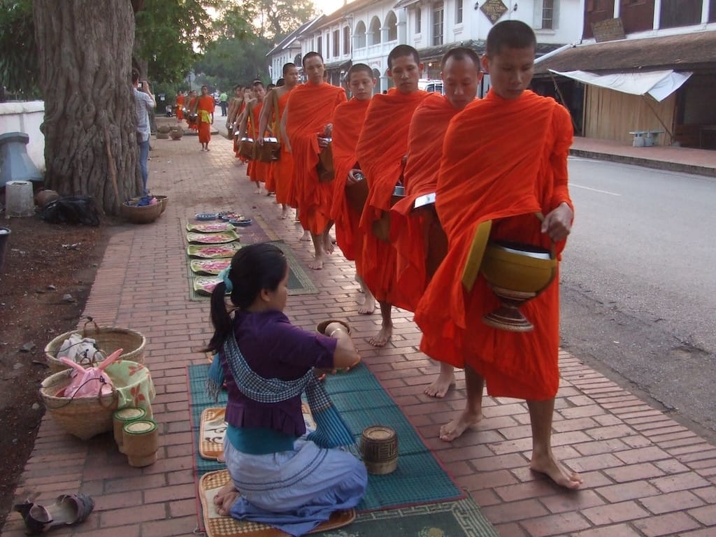 Alms Giving; Sai Bat; Luang Prabang; Laos; Monks; Saffron Monks; Out Adventures; Gay Travel; Gay Lao; Gay Adventure
