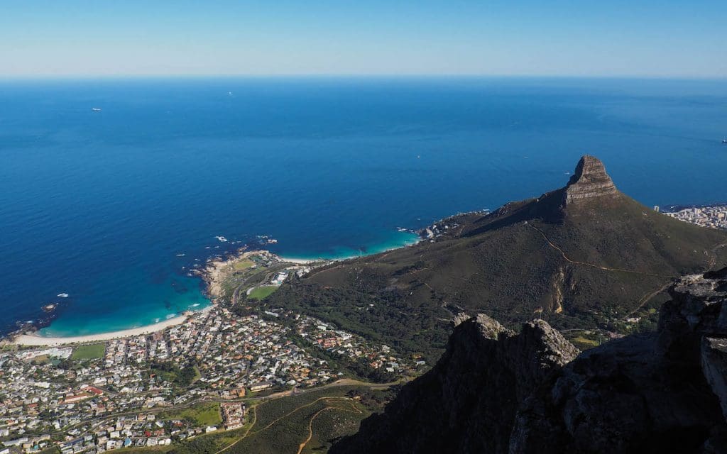 A bird's-eye view of Cape Town from the top of Table Mountain.