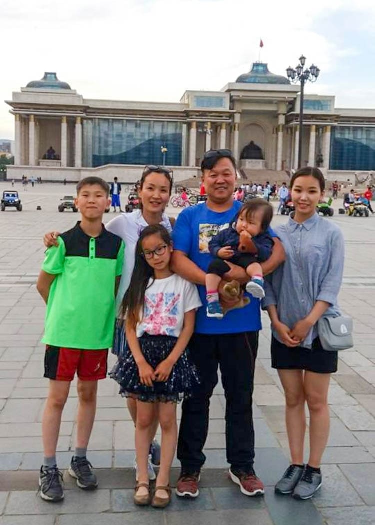 Tuul and her family in Ulaanbaatar.