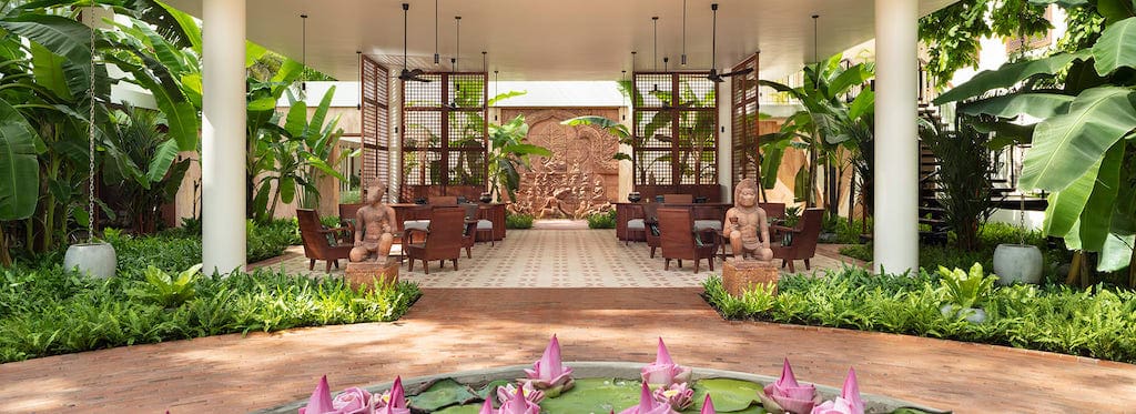 The garden entrance at FCC Angkor by AVANI in Siem Reap.
